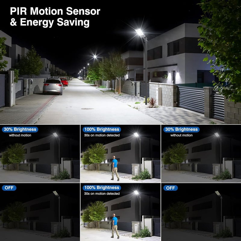 Heisolcool Solar Street Lights Outdoor Waterproof， Wide Angle Solar Flood Light, LED Parking Light with Motion Sensor and Remote Control, Suitable for Street, Parking lot-1PACK - Image 3